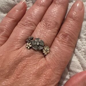 Sterling Silver Floral Cluster Ring in Silver Pandora